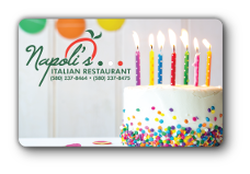 Napoli logo,   colorful birthday cake over whte background